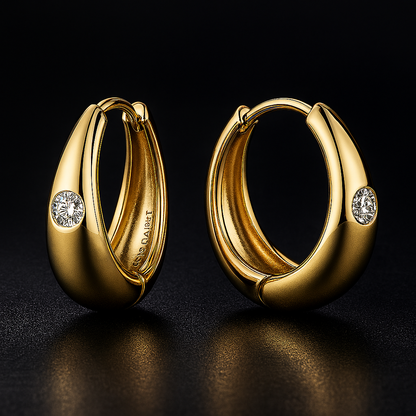 White Gold Moissanite Circle Earrings – Elegant Party Gift for Women