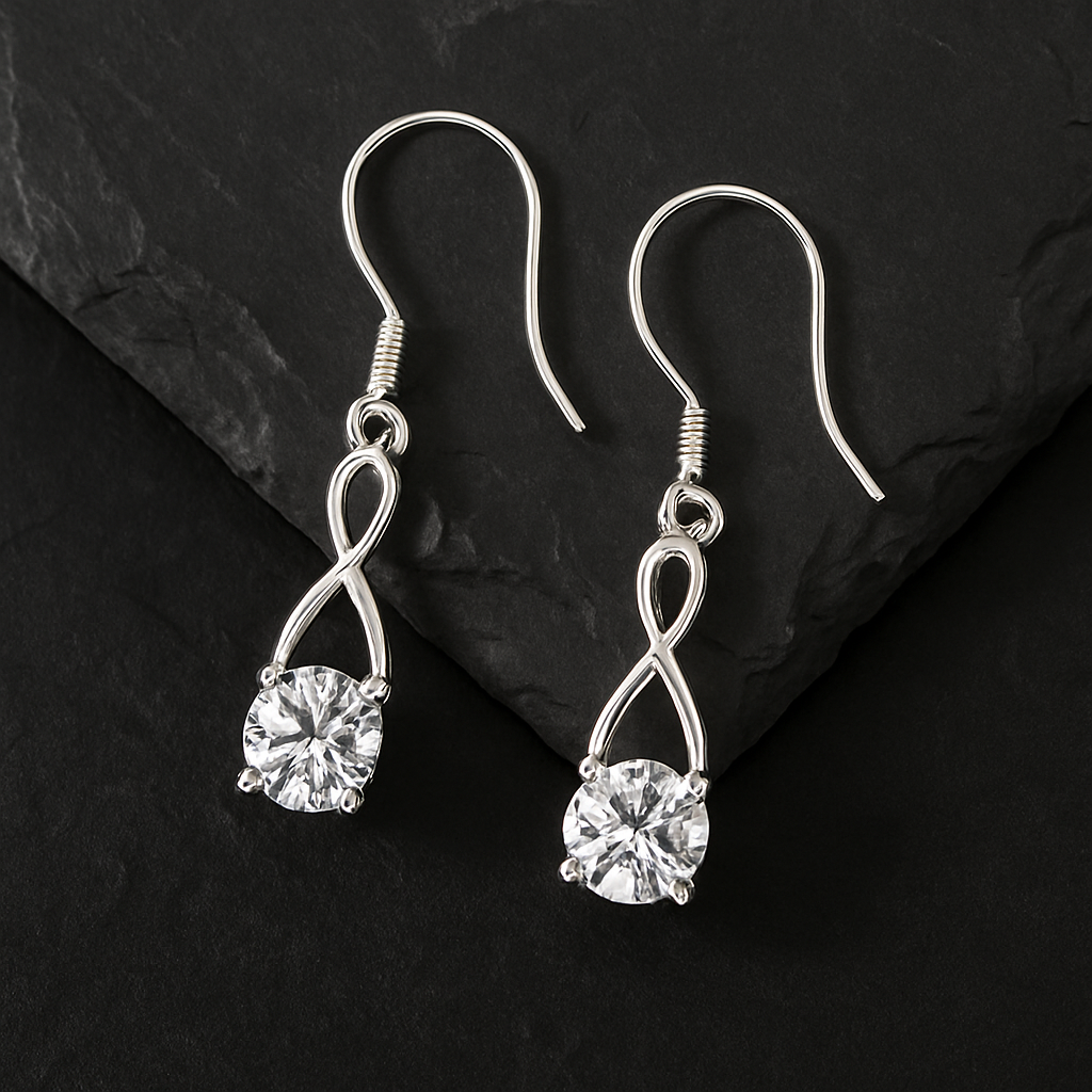 1CT Moissanite Drop Earrings – White Gold – Classic & Bohemian