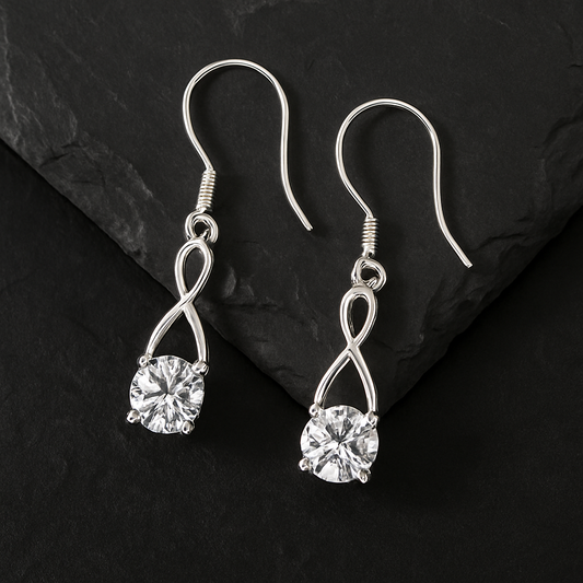 1CT Moissanite Drop Earrings – White Gold – Classic & Bohemian