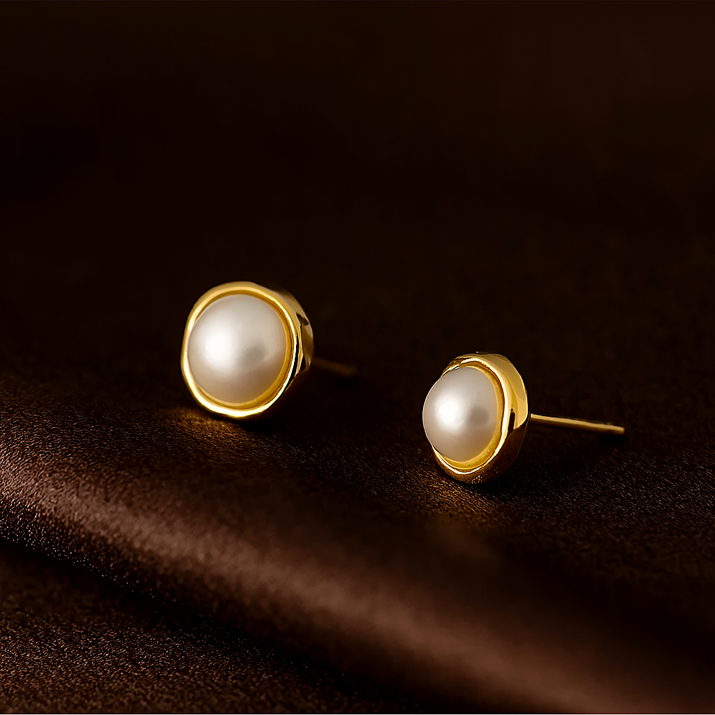 Caevin Irregular Pearl Earrings – White Gold – Sweet Style for Girls