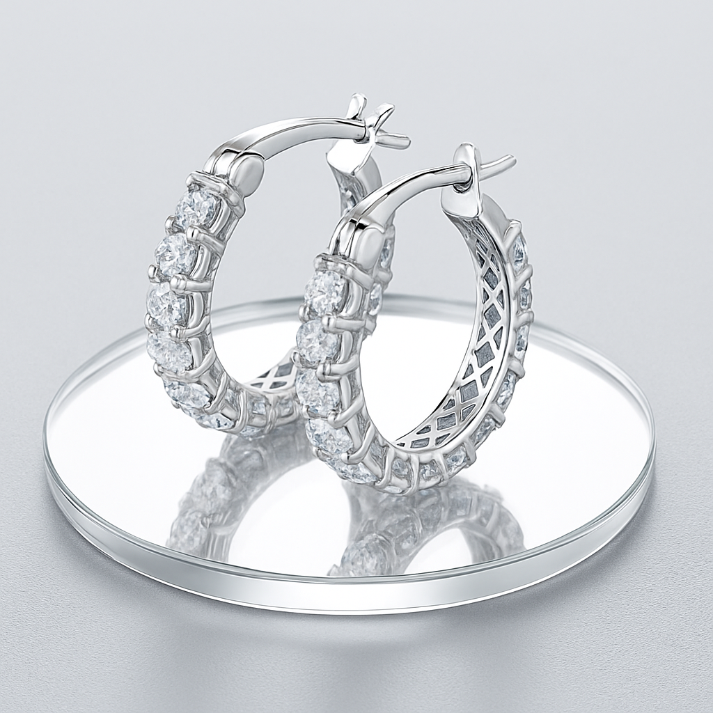 Moissanite Full Hoop Earrings – IOGOU – 2023 Trend – White Gold
