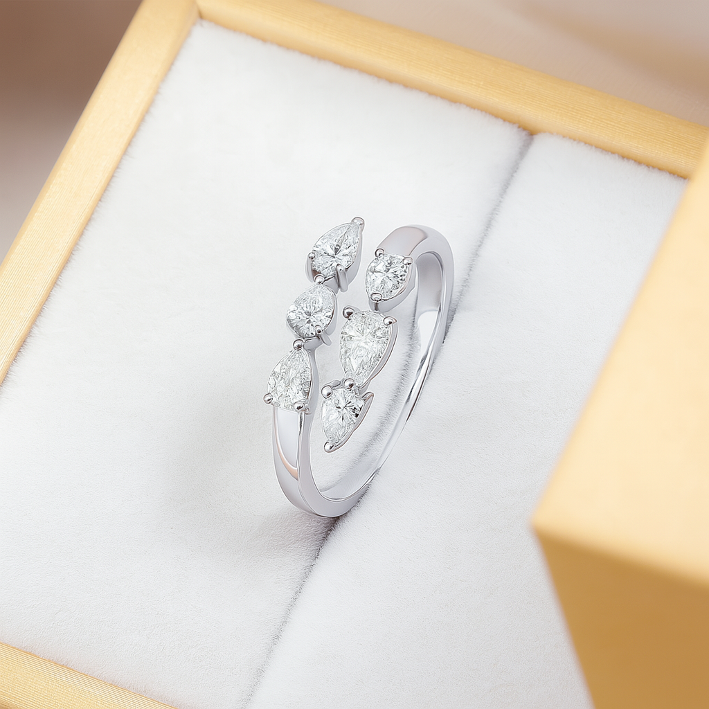 Smyoue 3x4mm Moissanite Crown Ring – 925 Silver Wedding Band