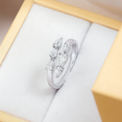 Smyoue 3x4mm Moissanite Crown Ring – 925 Silver Wedding Band