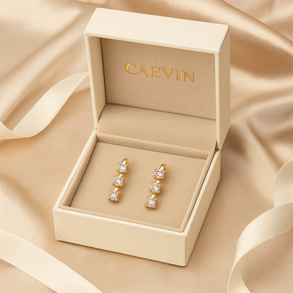 Moissanite 0.3CT ×2 Earrings – White Gold – Retro & Elegant Unise