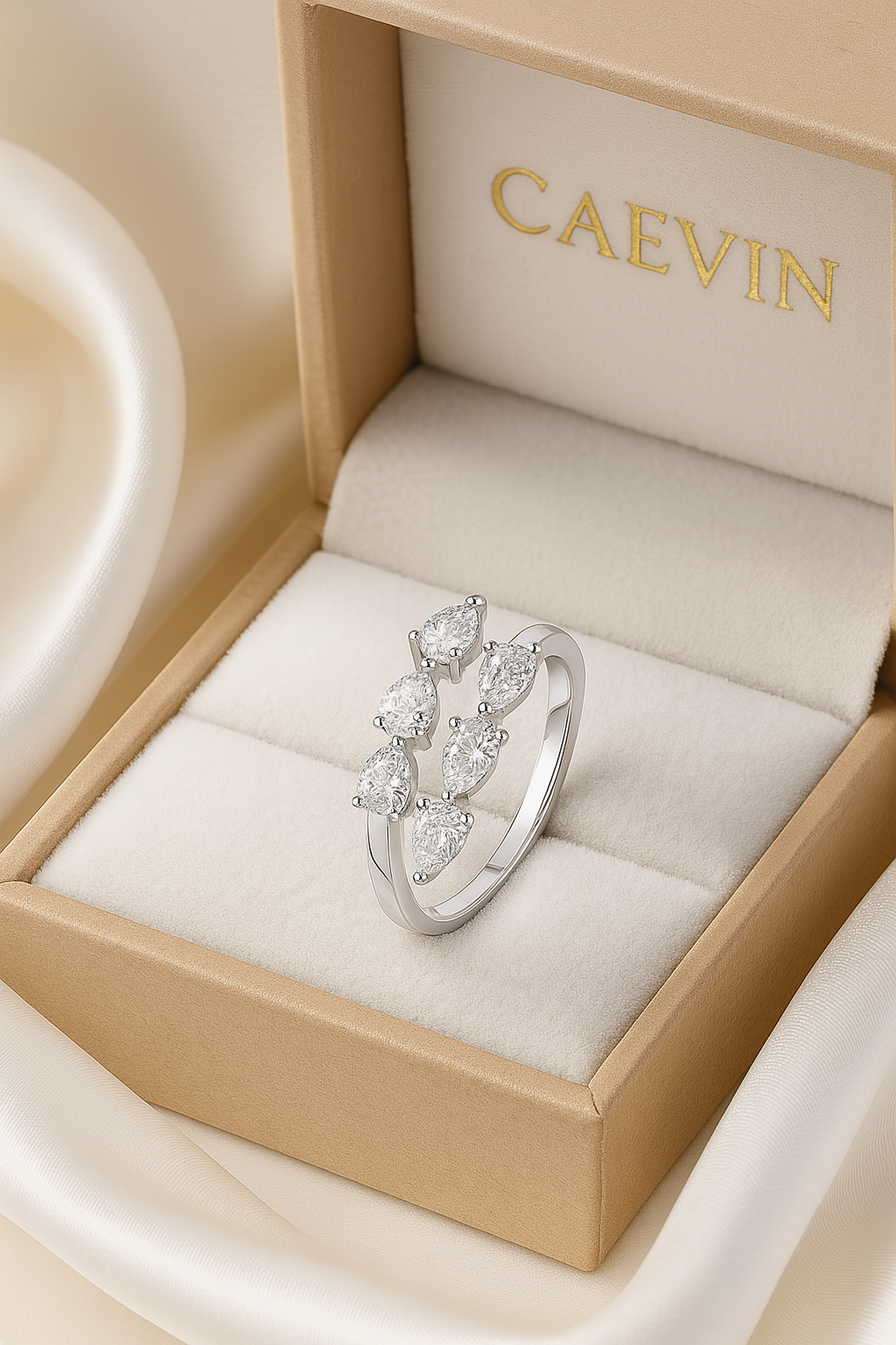 Smyoue 3x4mm Moissanite Crown Ring – 925 Silver Wedding Band