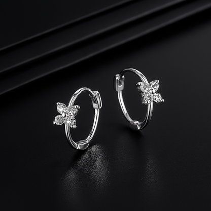 OXTAO Minimalist CZ Studs – White Gold – Elegant & Cute