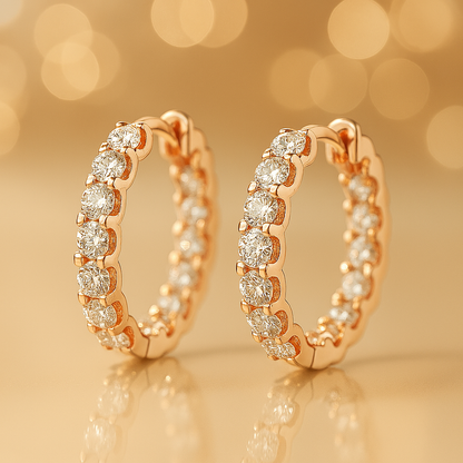 GRA Moissanite Hoops – 2mm – White Gold – Wedding Jewelry
