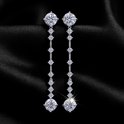Full Moissanite Tassel Drops – 6CT – Platinum Plated – Luxury Gift
