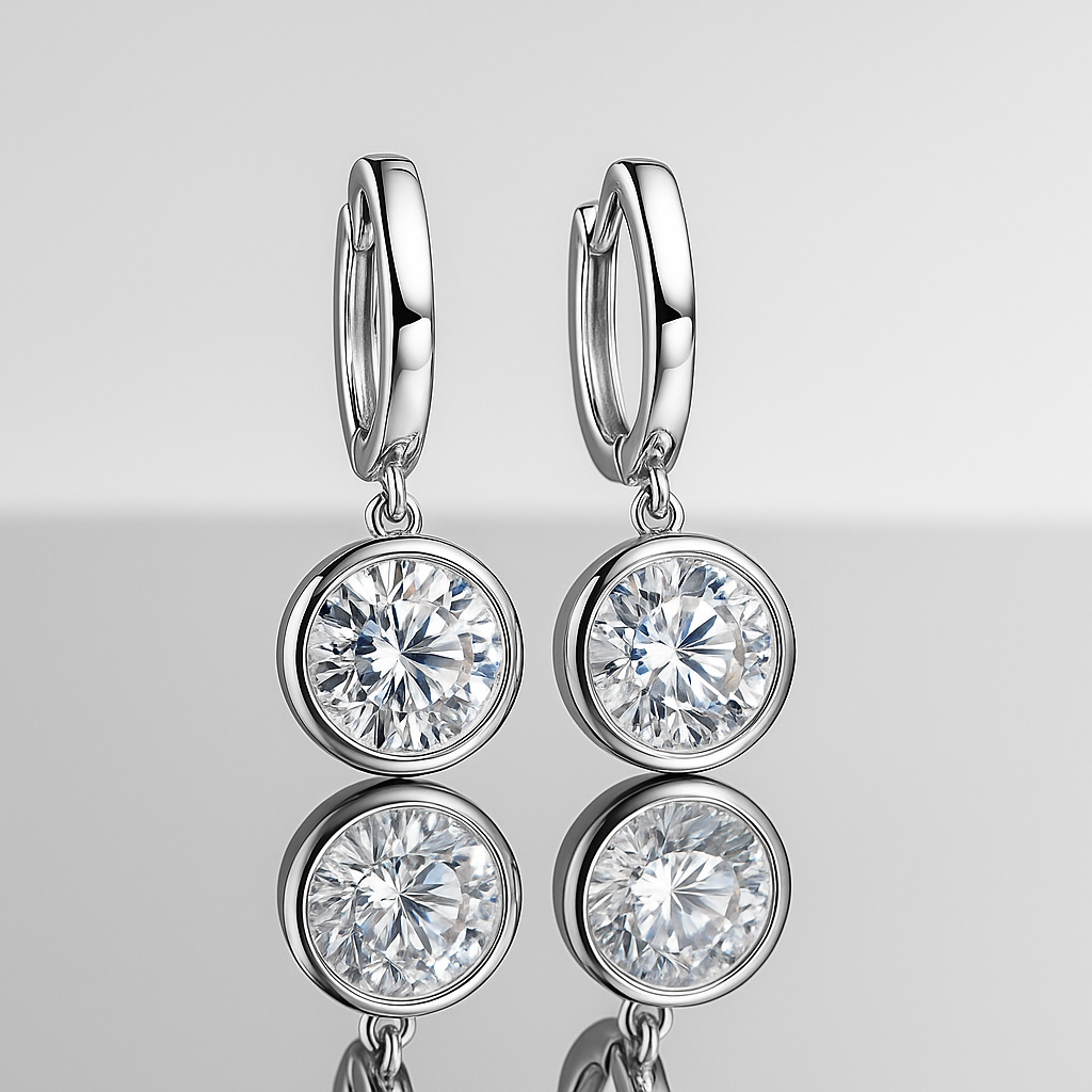 Radiant Moissanite 1-3CT Hoop Drops – 14K White Gold – Sparkle for Every Occasion