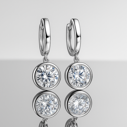 Radiant Moissanite 1-3CT Hoop Drops – 14K White Gold – Sparkle for Every Occasion