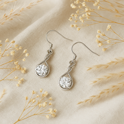 1CT Moissanite Drop Earrings – White Gold – Classic & Bohemian