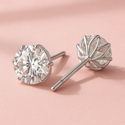 925 silver 1 carat*2 moissanite octagonal classic high-grade petal earrings