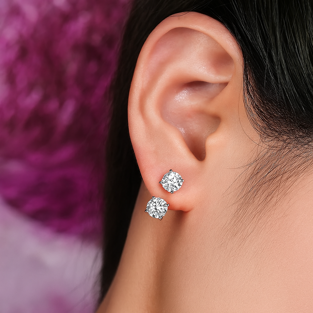 OXTAO Sparkling Moissanite Hoops – White Gold – Fine Jewelry