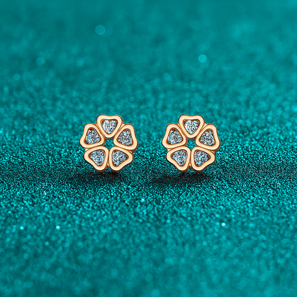 Moissanite Flower Studs – 0.25CT – 18K Rose Gold – Bridal Gift