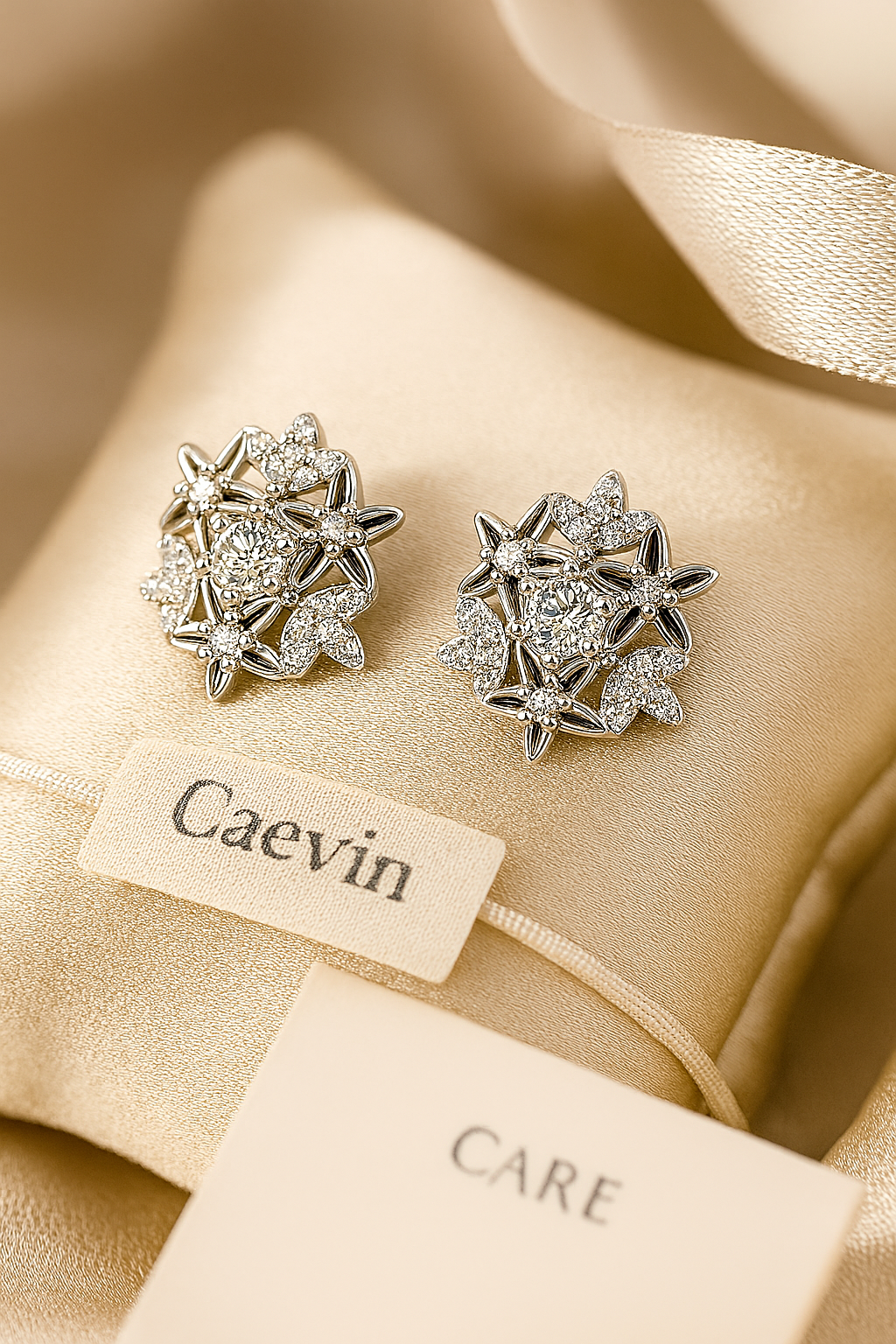 Classic Moissanite Stud Earrings – Snowflake – White Gold