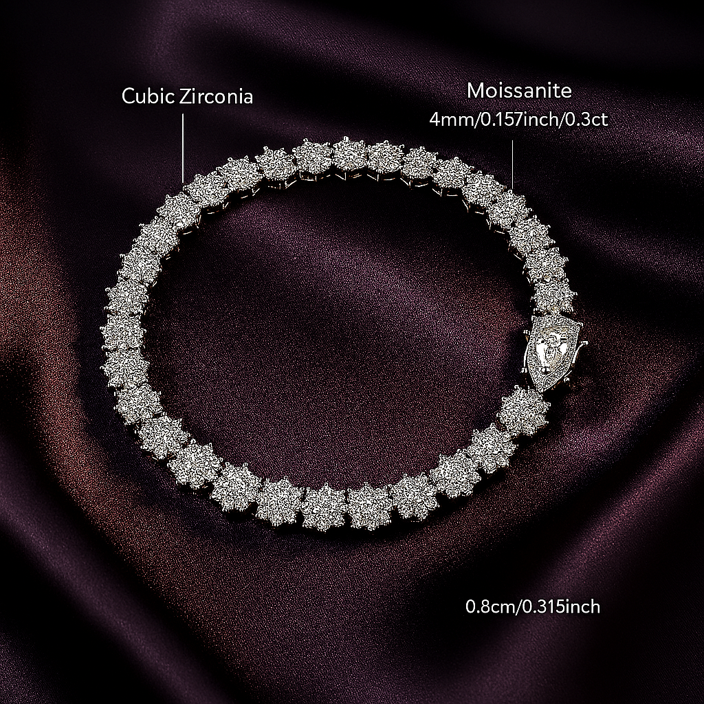 D Color Diamond Sunflower Bracelet – Premium White Gold Finish