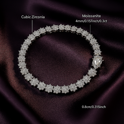D Color Diamond Sunflower Bracelet – Premium White Gold Finish