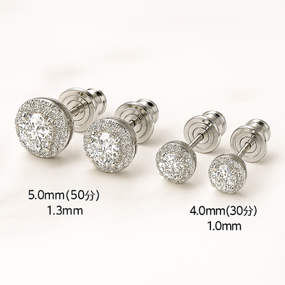 Smyoue Moissanite Studs – 0.3/0.5CT – Ideal Cut – 18K White Gold