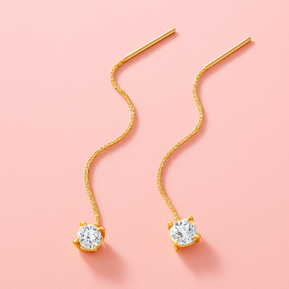 Smyoue Tassel Moissanite Earrings – 0.5/1CT – White Gold