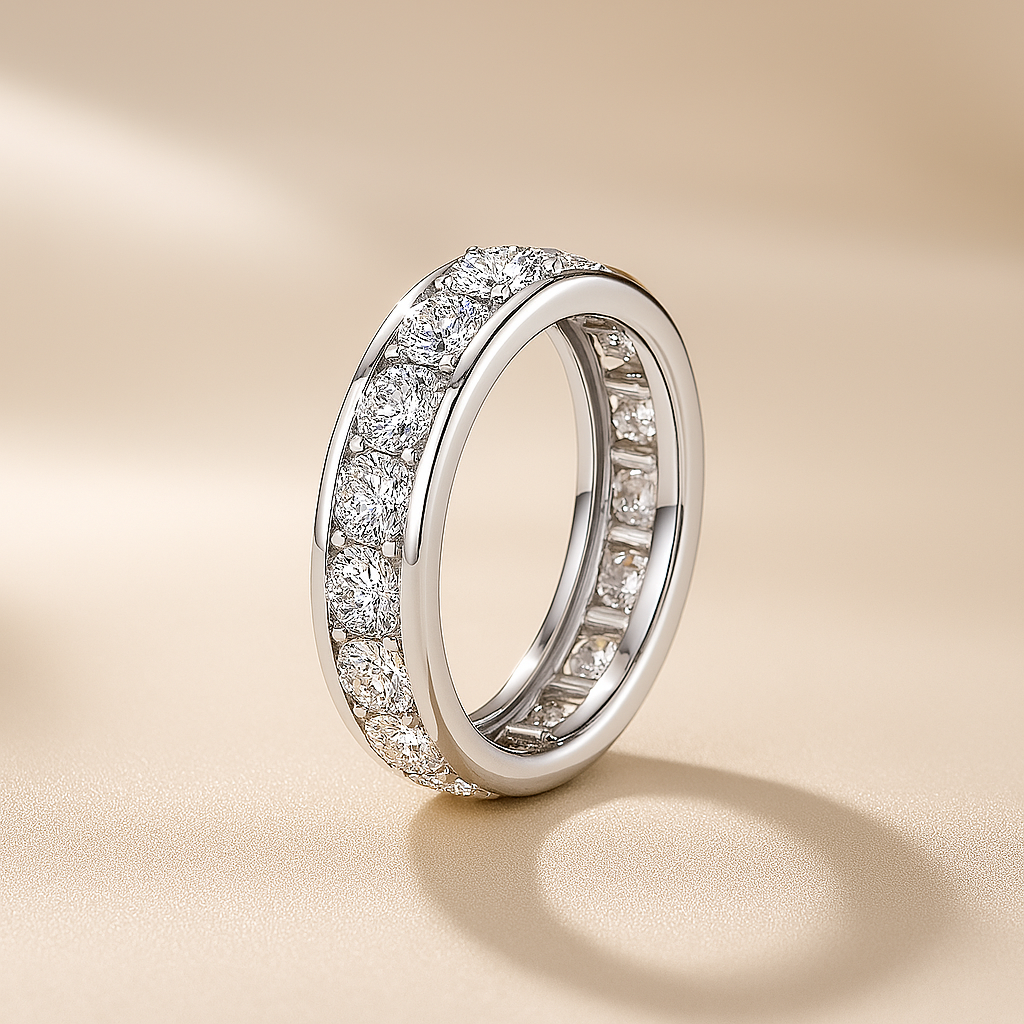 Lnngy 2.5mm Moissanite Eternity Band – White Gold Ring