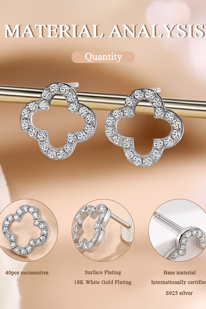 Moissanite Lucky Studs – 18K White Gold – Elegant Bridal Gift