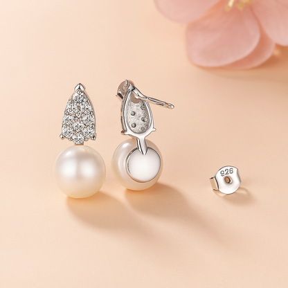 WOSTU Pearl Moissanite Drops – White Gold