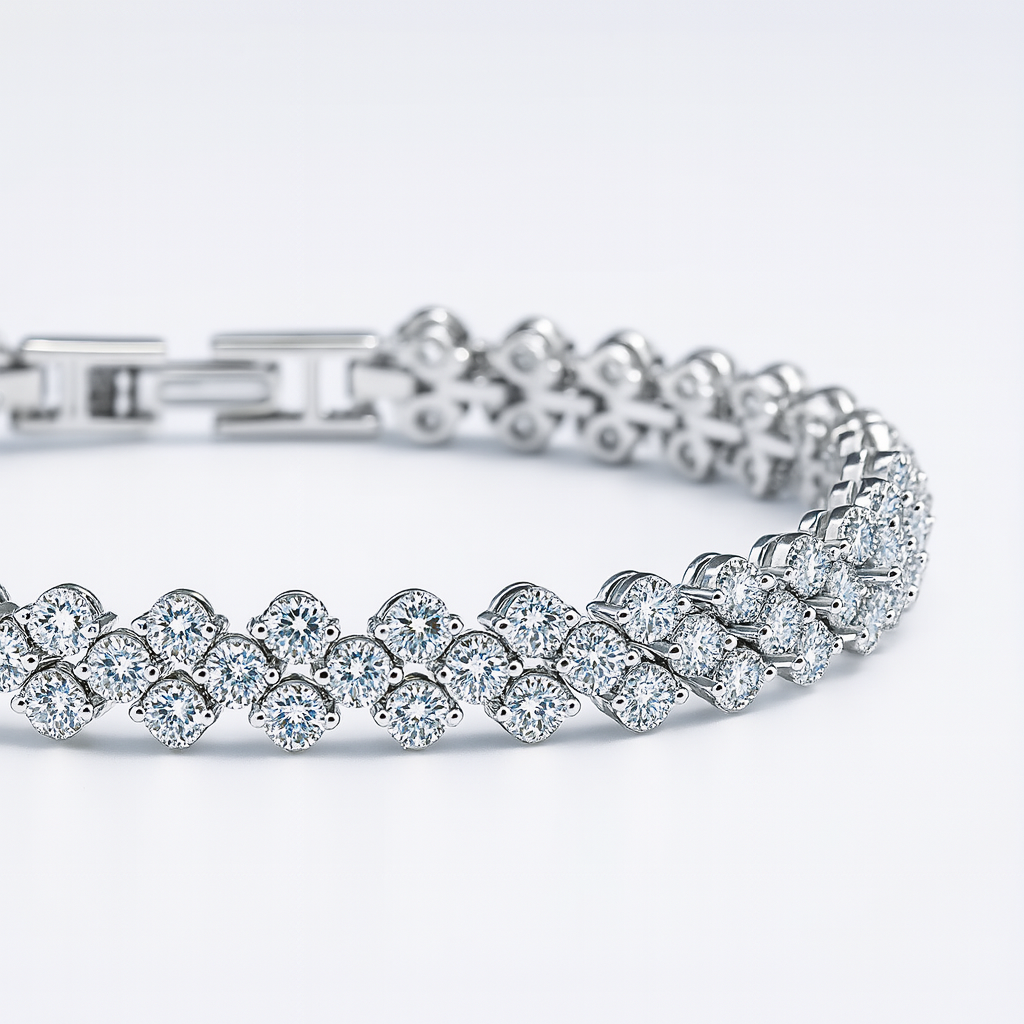 Elegant Moissanite 925 Silver Bracelet – Wedding & Party Jewelry