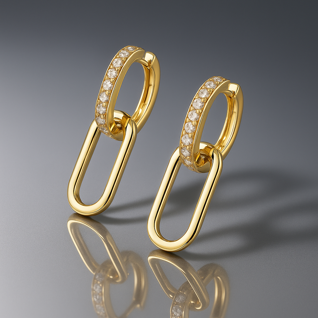 IOGOU Moissanite Paperclip Hoops – D Color – White Gold