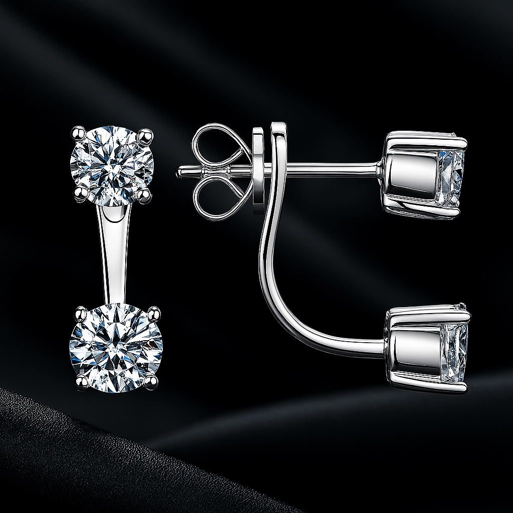 OXTAO Sparkling Moissanite Hoops – White Gold – Fine Jewelry