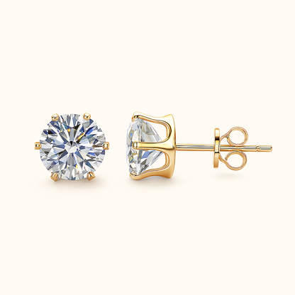 Elegant Moissanite Stud Earrings – D Color – 0.1–3CT – White Gold Luxury