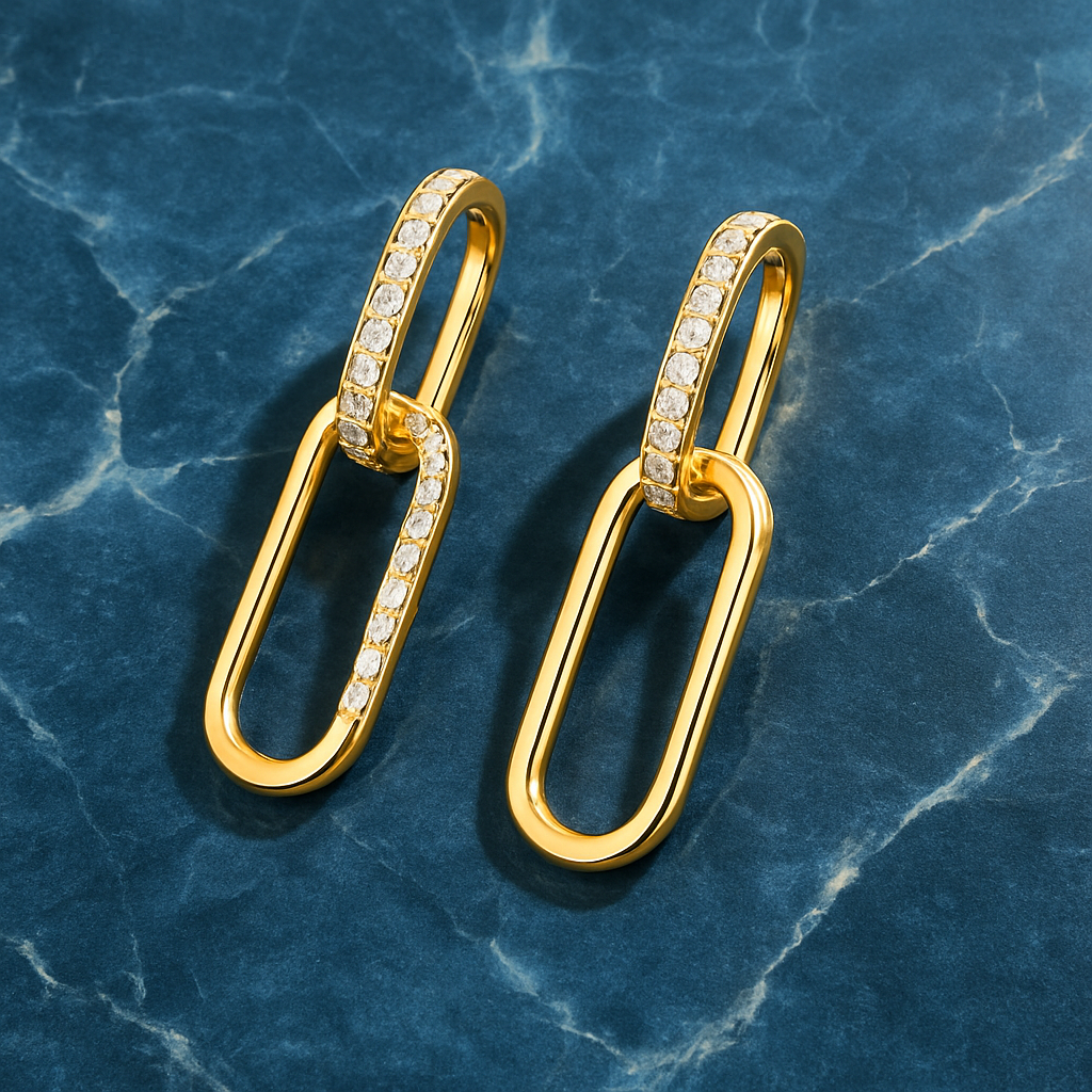 IOGOU Moissanite Paperclip Hoops – D Color – White Gold