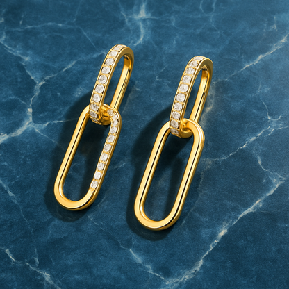 IOGOU Moissanite Paperclip Hoops – D Color – White Gold