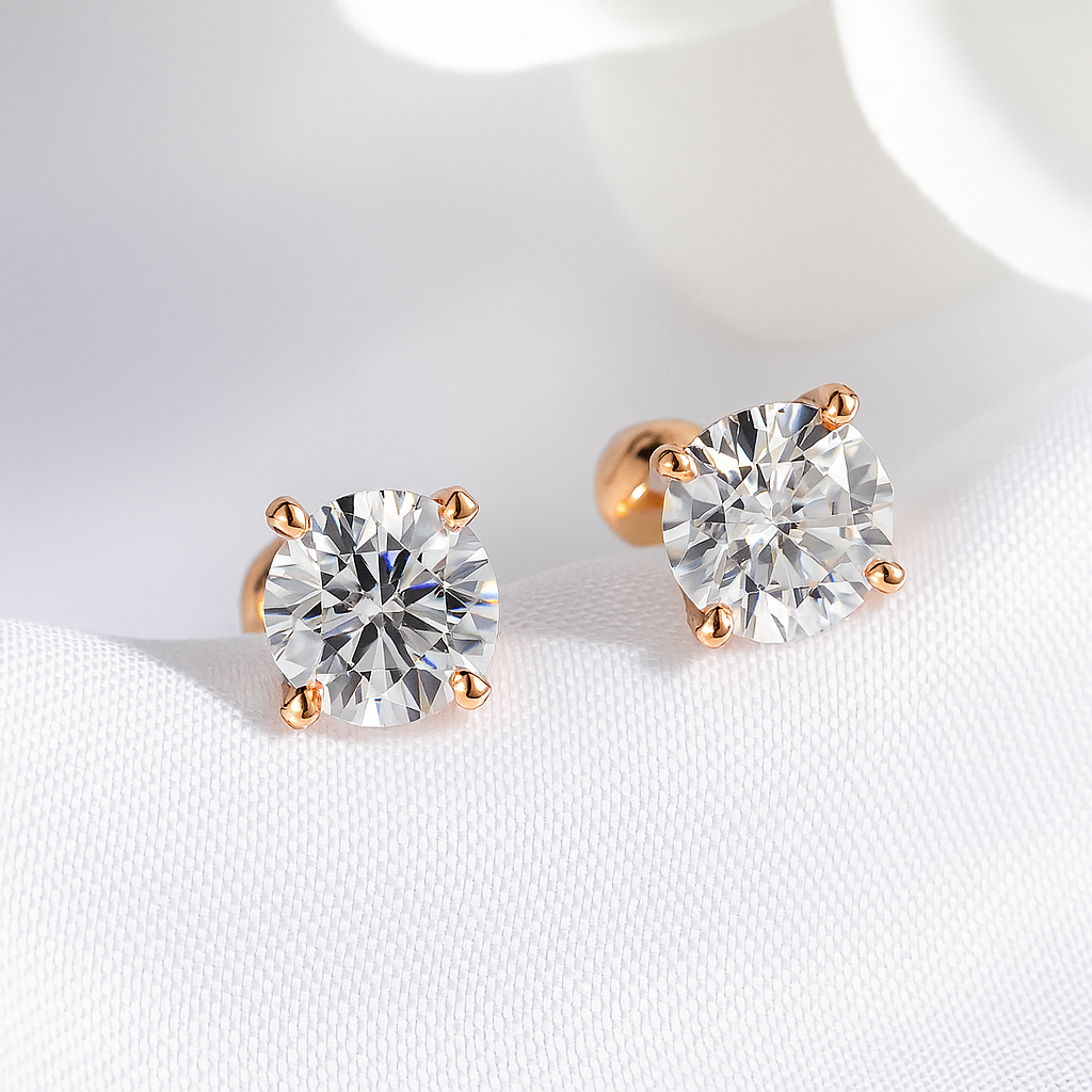 Smyoue GRA Moissanite Studs – 0.5/1/2CT – D Color – White Gold Elegance