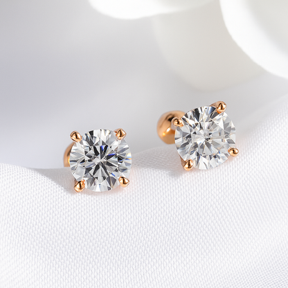 Smyoue GRA Moissanite Studs – 0.5/1/2CT – D Color – White Gold Elegance