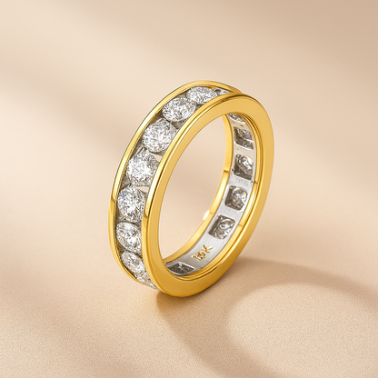Lnngy 2.5mm Moissanite Eternity Band – White Gold Ring