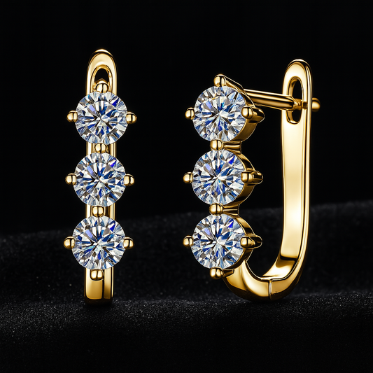 Moissanite 0.3CT ×2 Earrings – White Gold – Retro & Elegant Unise