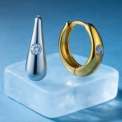 White Gold Moissanite Circle Earrings – Elegant Party Gift for Women