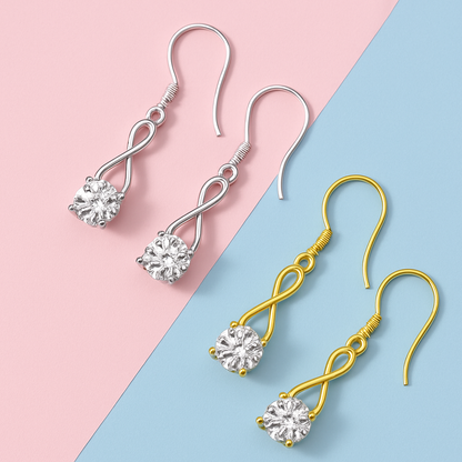 1CT Moissanite Drop Earrings – White Gold – Classic & Bohemian
