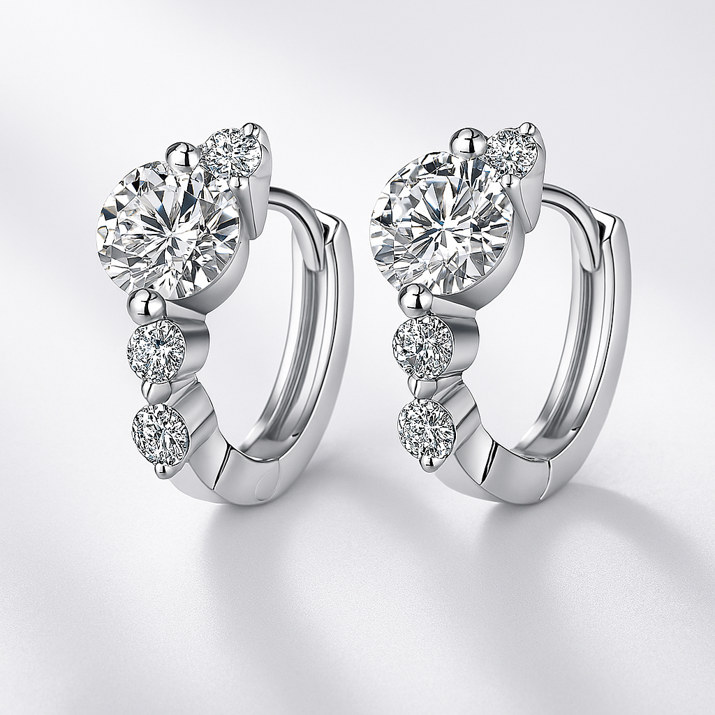 TFGLBU 1CT Moissanite Earrings – GRA – White Gold – Elegant Studs