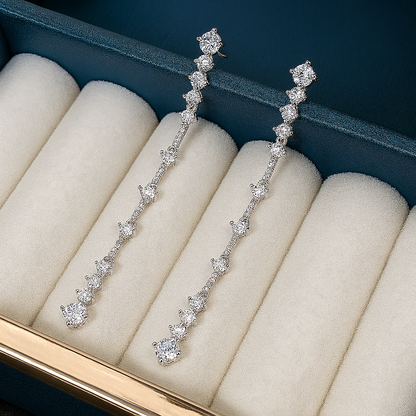 Full Moissanite Tassel Drops – 6CT – Platinum Plated – Luxury Gift
