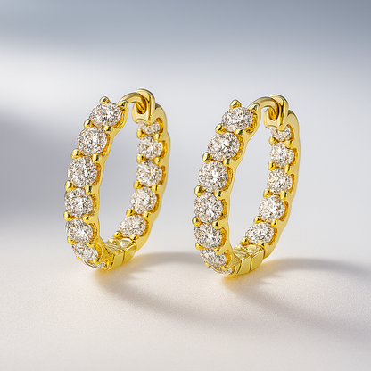 GRA Moissanite Hoops – 2mm – White Gold – Wedding Jewelry